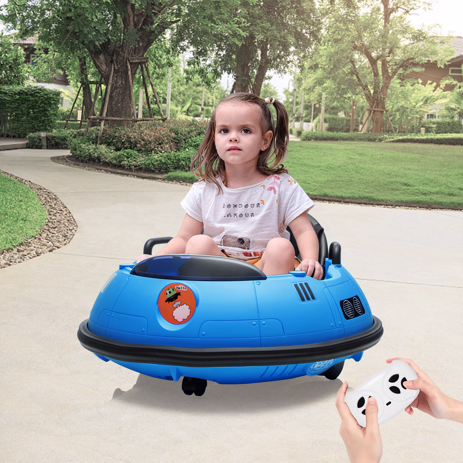 12V Electric Ride-on Bumper Car for Kids, 360° Spin, Remote Control, Dual Joysticks, LED Lights, 3-Speed, Music, Safety Belt for Indoor/Outdoor - Image 4