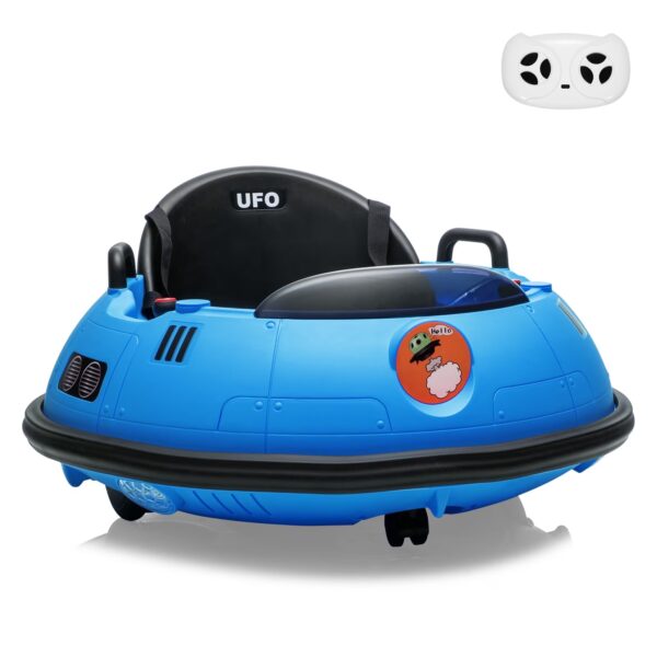 12V Electric Ride-on Bumper Car for Kids, 360° Spin, Remote Control, Dual Joysticks, LED Lights, 3-Speed, Music, Safety Belt for Indoor/Outdoor