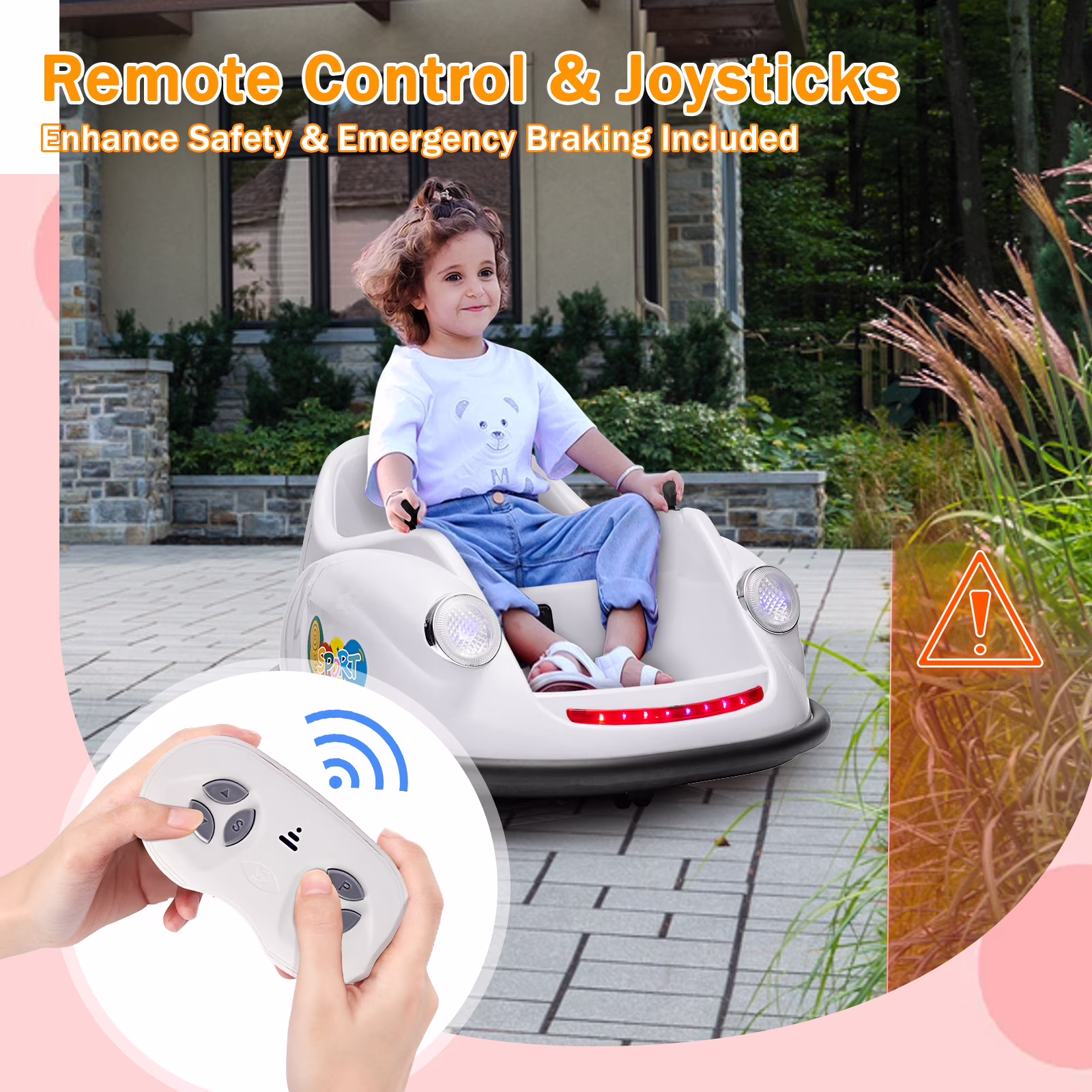 12V Electric Bumper Car for Toddlers – 360° Spin Ride-On Toy, Parent Remote Control, 2-Speed, Music & LED Lights, Safety Certified, Ideal Birthday Gift, White - Image 2