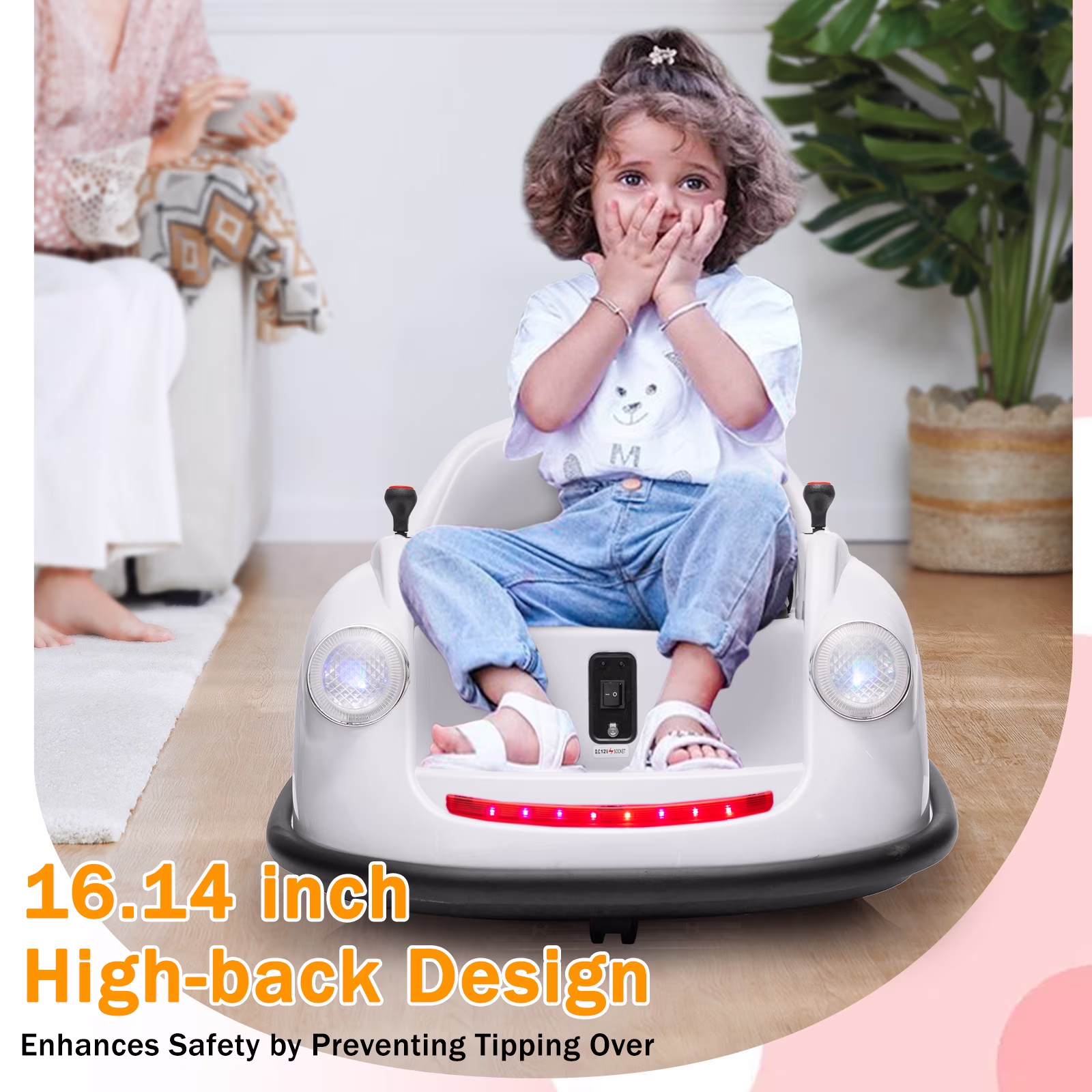12V Electric Bumper Car for Toddlers – 360° Spin Ride-On Toy, Parent Remote Control, 2-Speed, Music & LED Lights, Safety Certified, Ideal Birthday Gift, White - Image 3