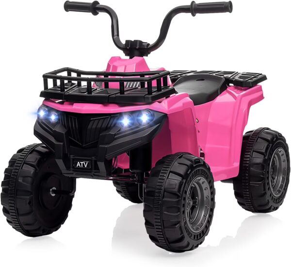 12V Kids Atv Electric Ride On Car, Battery Powered Ride On Toy for Toddlers, Features Led Lights, Music, High/Low Speed Settings, and Treaded Tires, Perfect for Boys & Girls Aged 3-6 Years