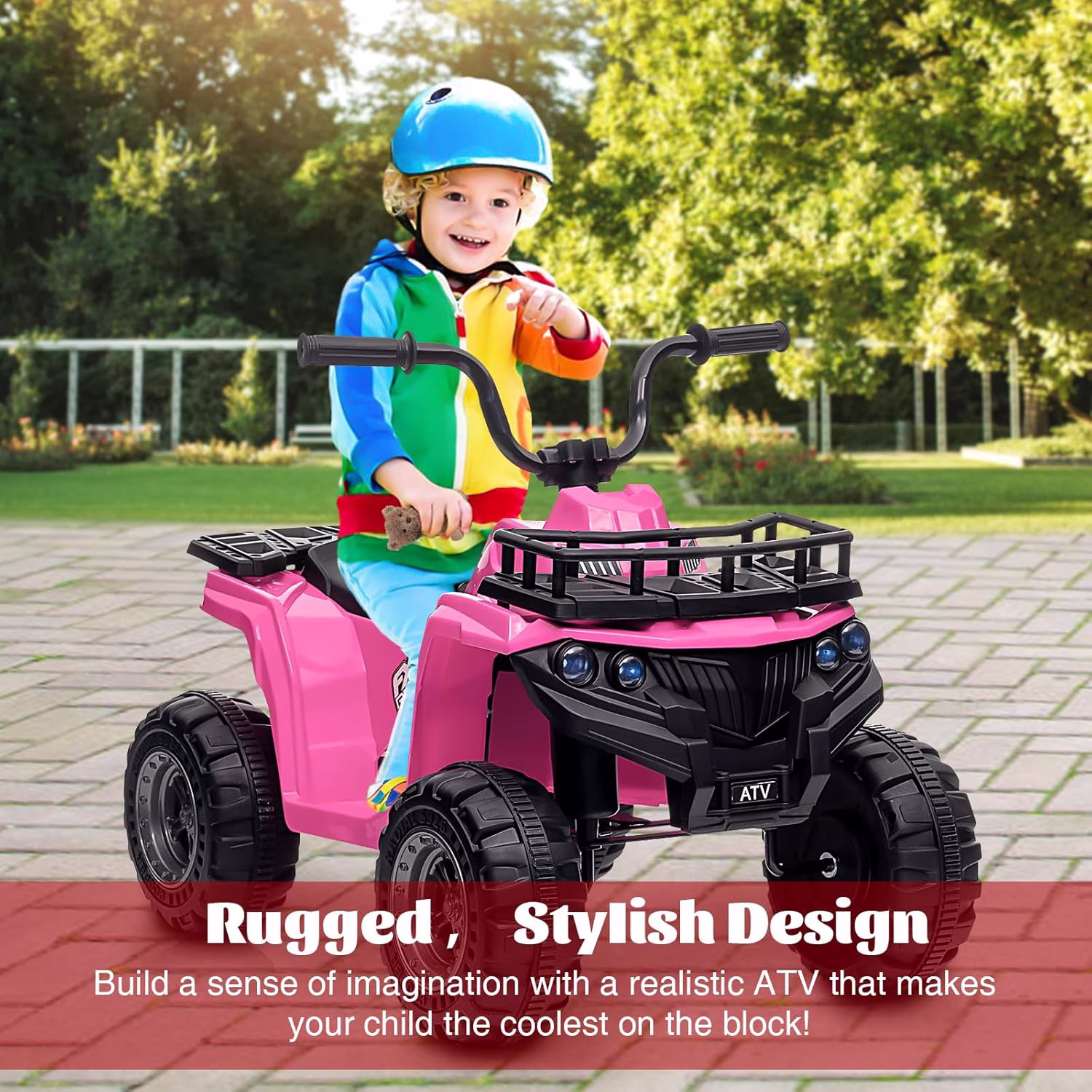 12V Kids Atv Electric Ride On Car, Battery Powered Ride On Toy for Toddlers, Features Led Lights, Music, High/Low Speed Settings, and Treaded Tires, Perfect for Boys & Girls Aged 3-6 Years - Image 3