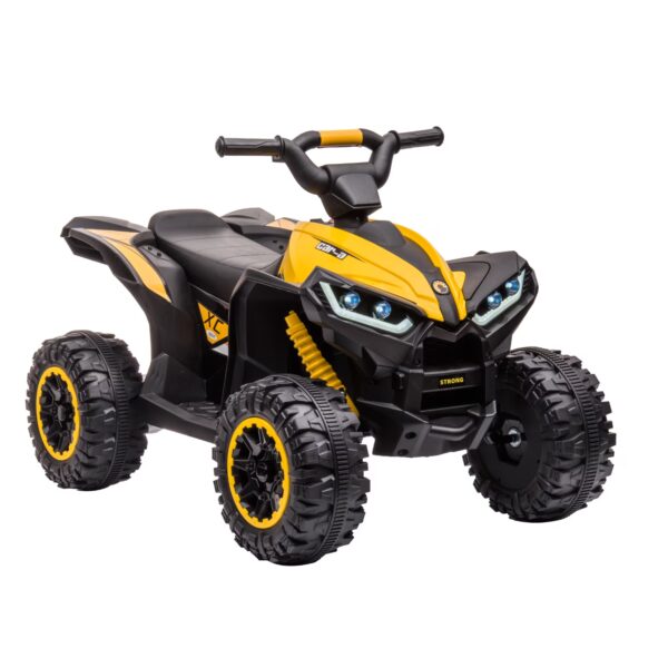 12V Kids ATV Quad Car with Forward & Backward Function, Four Wheeler for Kids with Wear-Resistant Wheels, Music, Electric Ride-on ATV for Toddlers Ages 3+ Years Old,Yellow