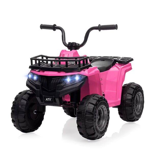 12V Kids Electric ATV Ride-On, Ride-On Toy with 2 Speed Settings, 4-Wheel Design with LED Lights, Horn & Built-In Music, Ages 3-8, Pink