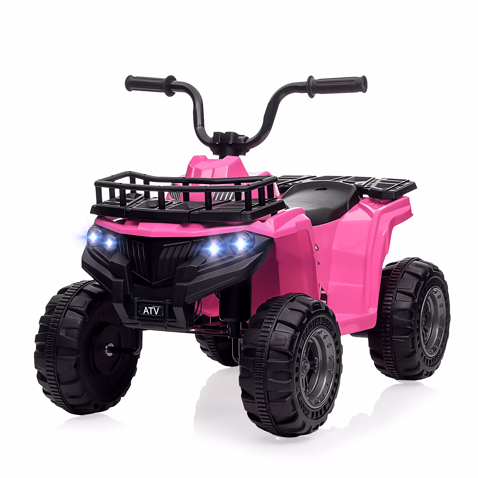 12V Kids Electric ATV Ride-On, Ride-On Toy with 2 Speed Settings, 4-Wheel Design with LED Lights, Horn & Built-In Music, Ages 3-8, Pink