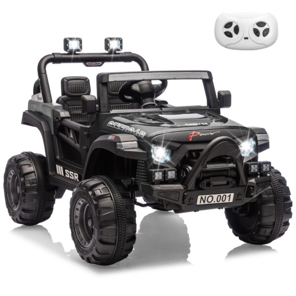 12V Kids Electric Ride-On Car with Remote Control, Spring Suspension, LED Lights, Music, for Ages 3