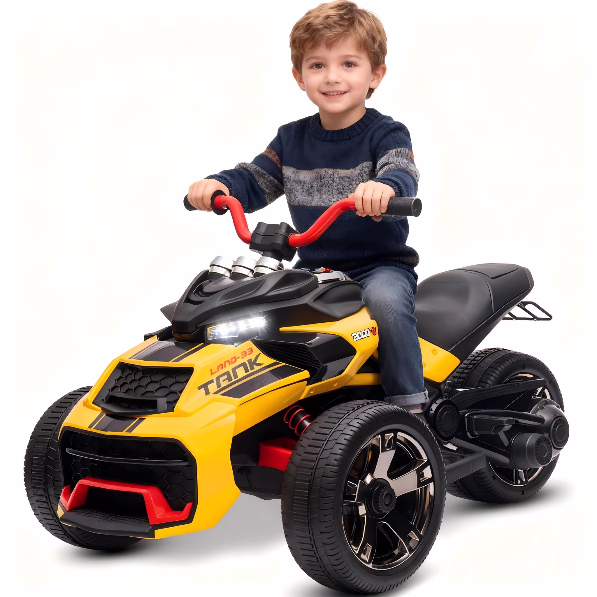 12V Kids Ride On ATV Car, MUKIDY 2 Wheeler Motorcycle Electric Vehicle ATV with LED, Music,Ride on Car Toy for Boys and Girls -Yellow