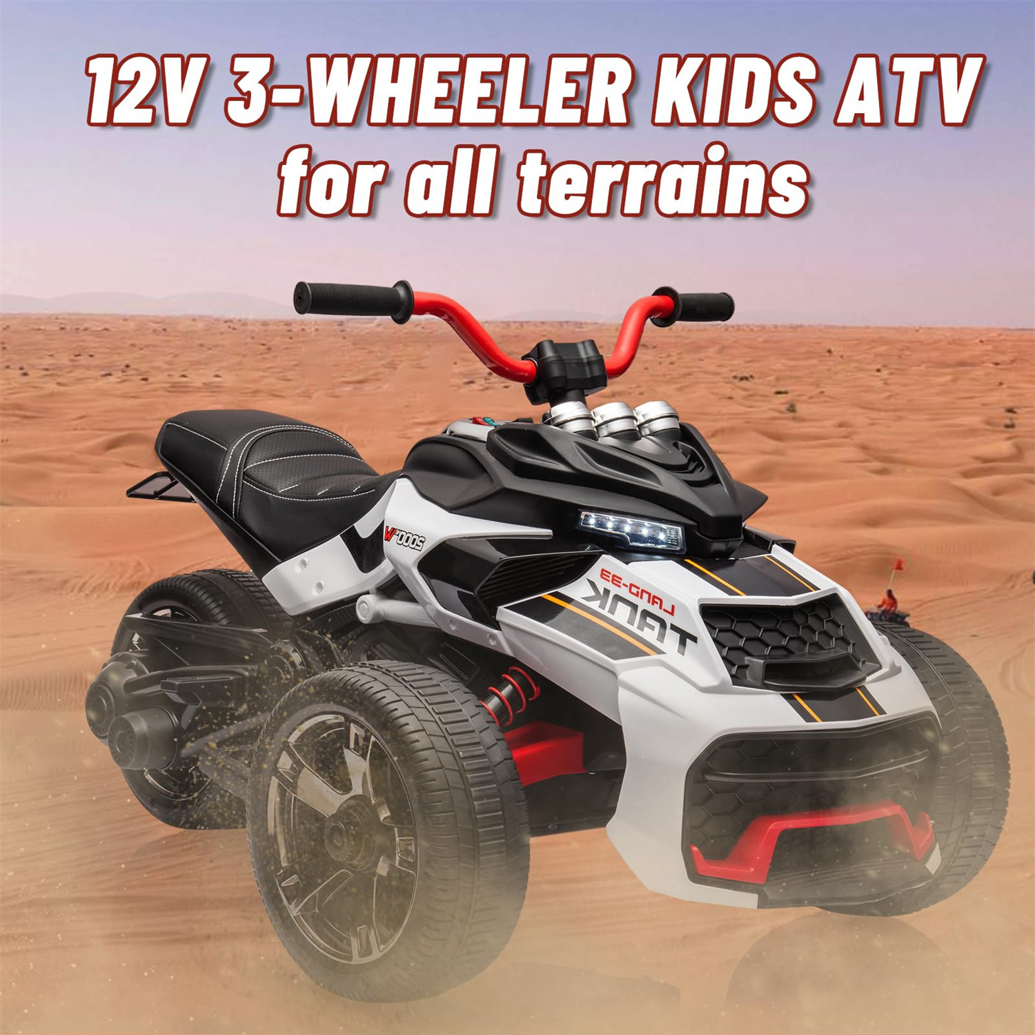 12V Kids Ride On ATV Car,3 Wheeler Motorcycle Electric Vehicle ATV with EVA Tire, LED, Music,Ride on Car Toy for Boys and Girls - Image 5