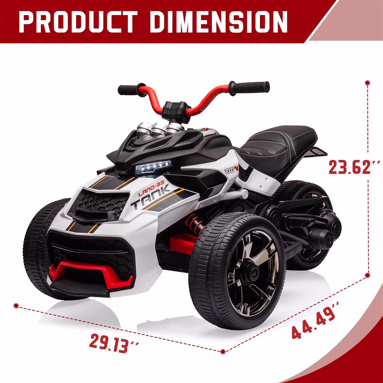 12V Kids Ride On ATV Car,3 Wheeler Motorcycle Electric Vehicle ATV with EVA Tire, LED, Music,Ride on Car Toy for Boys and Girls - Image 3