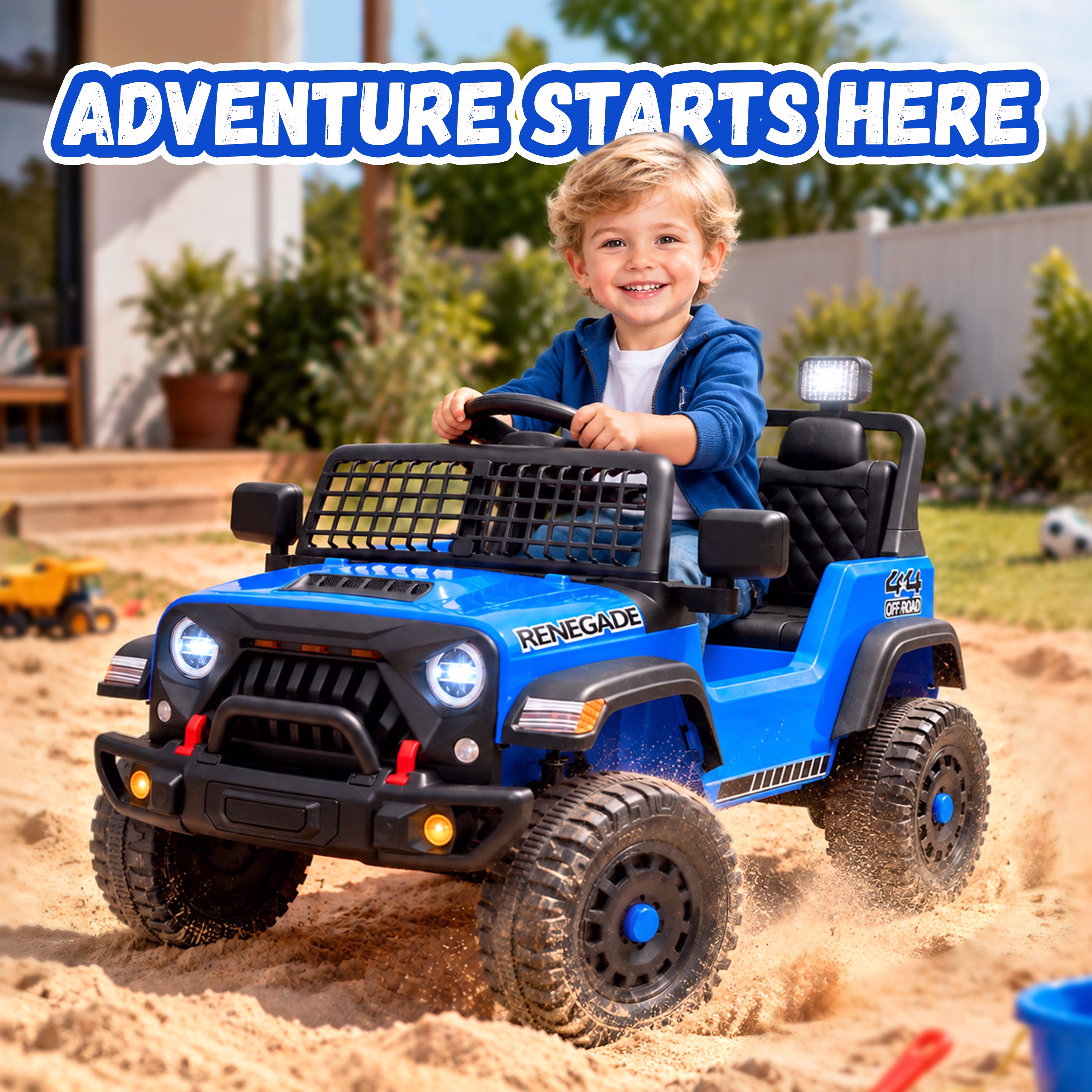 12V Kids Ride on Truck, Electric Car for Toddlers Ages 2-4 with Parent Remote Control, 2.4G Remote, Four-Wheel Suspension, Slow Start/Stop, LED Headlights, Bluetooth Music, USB, Power Display - Image 3