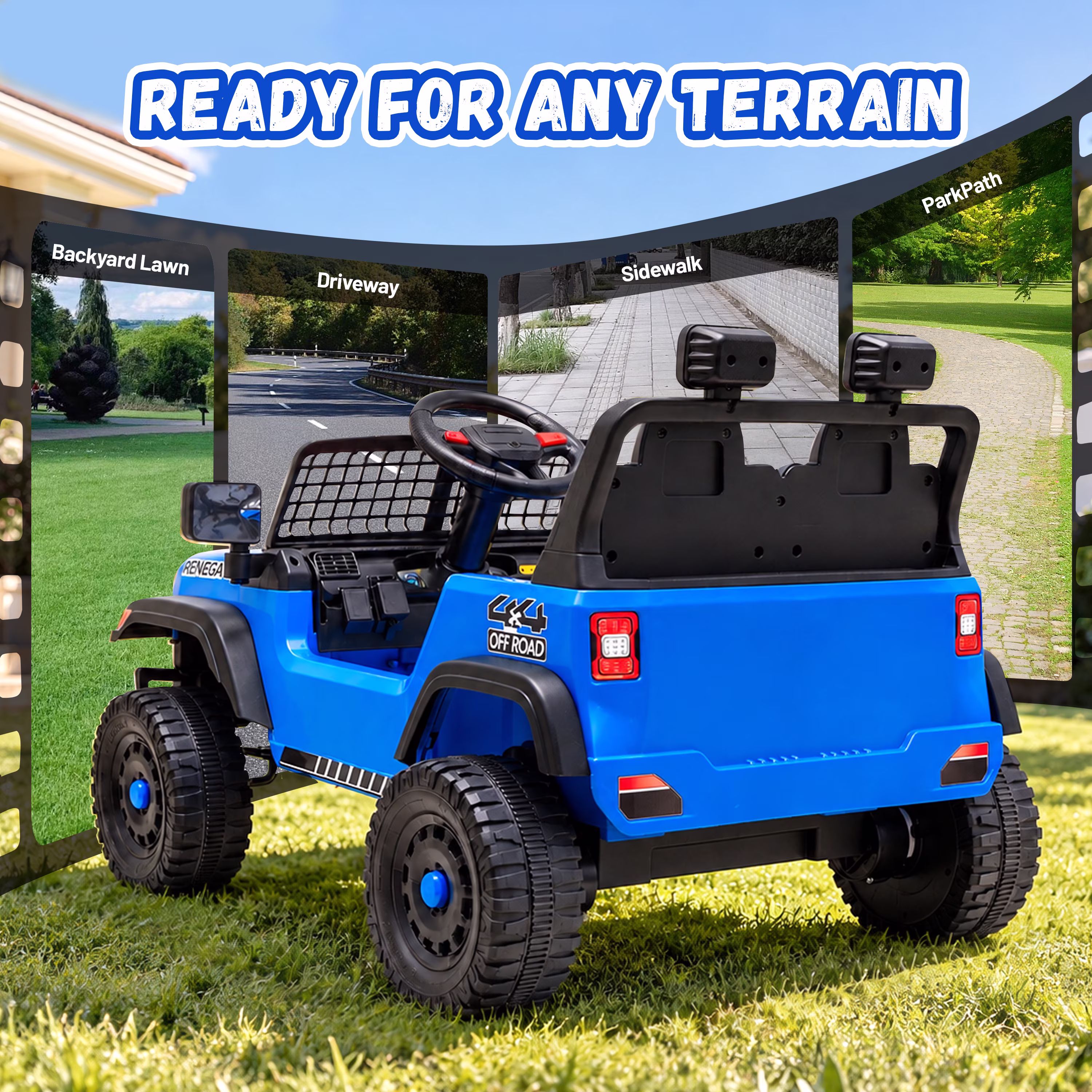 12V Kids Ride on Truck, Electric Car for Toddlers Ages 2-4 with Parent Remote Control, 2.4G Remote, Four-Wheel Suspension, Slow Start/Stop, LED Headlights, Bluetooth Music, USB, Power Display - Image 5