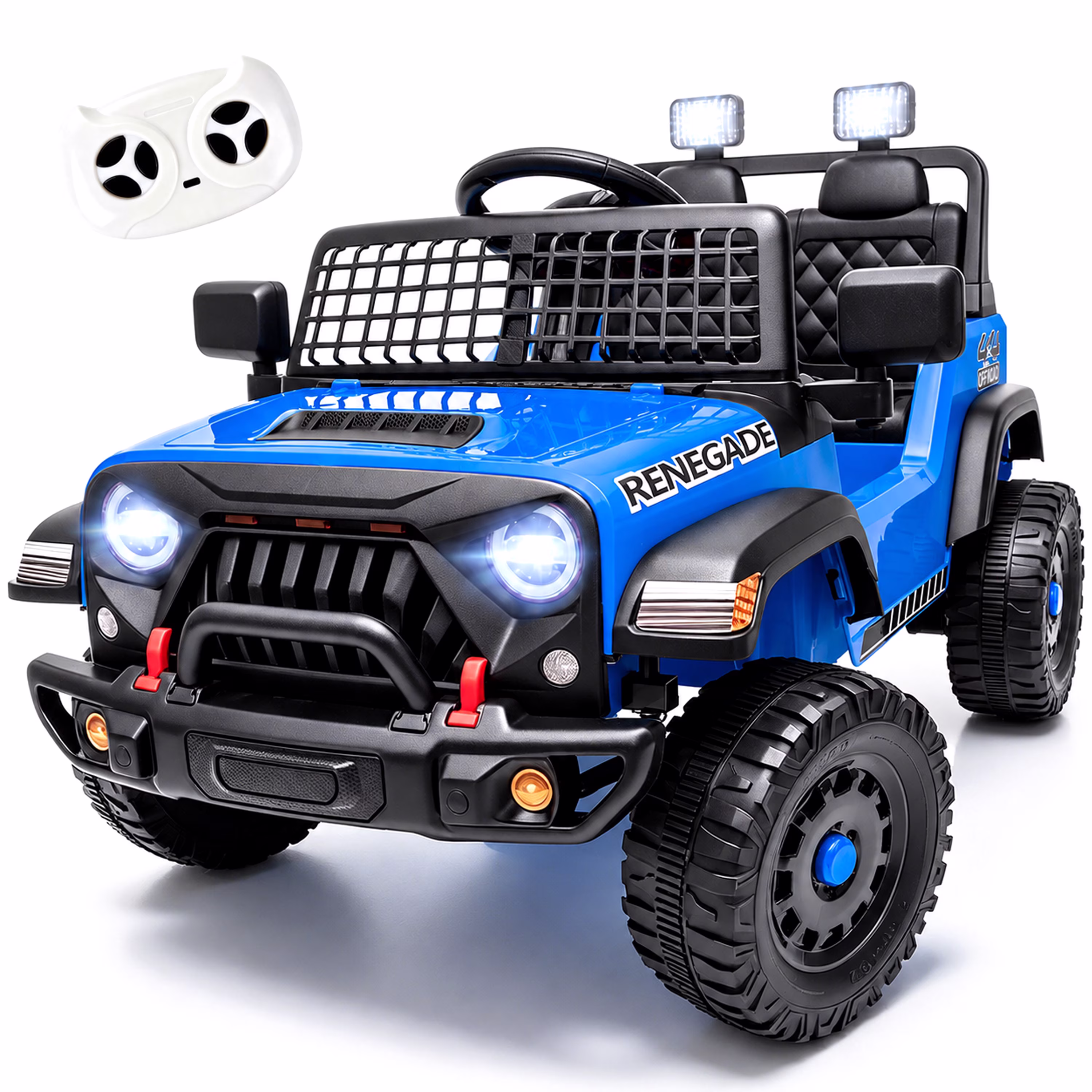 12V Kids Ride on Truck, Electric Car for Toddlers Ages 2-4 with Parent Remote Control, 2.4G Remote, Four-Wheel Suspension, Slow Start/Stop, LED Headlights, Bluetooth Music, USB, Power Display