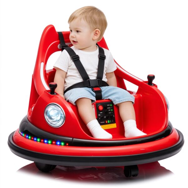 12V ride on bumper car for kids,electric car for kids,1.5-5 Years Old,W/Remote Control, LED Lights, Bluetooth & 360 Degree Spin, Vehicle body with anti-collision padding Five-point Safety Belt,2wd