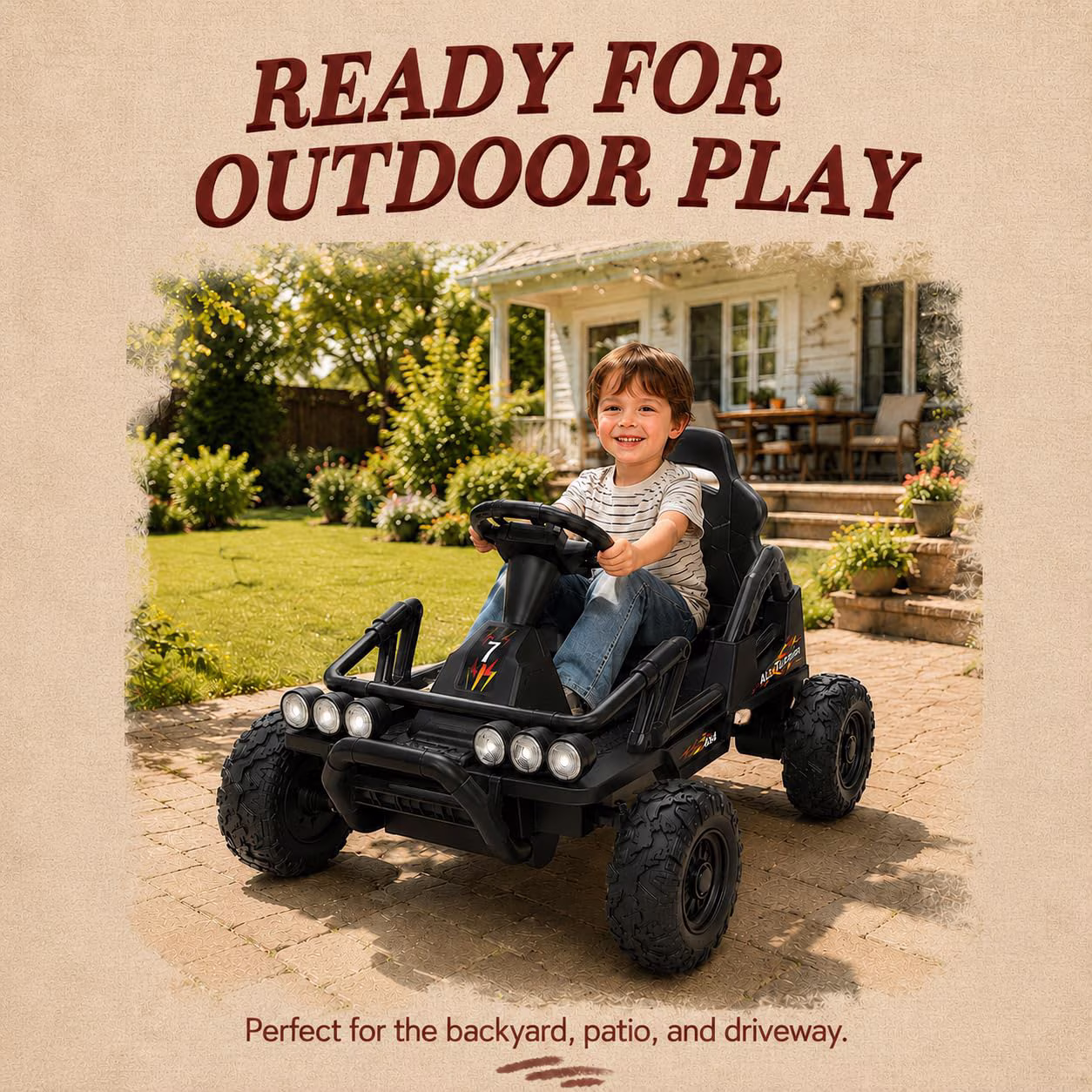 12V Ride On Car for Kids, 6 MPH Electric Vehicle with Dual Motors, 4-Wheel Battery Powered Car, Ages 3-6, Black - Image 2