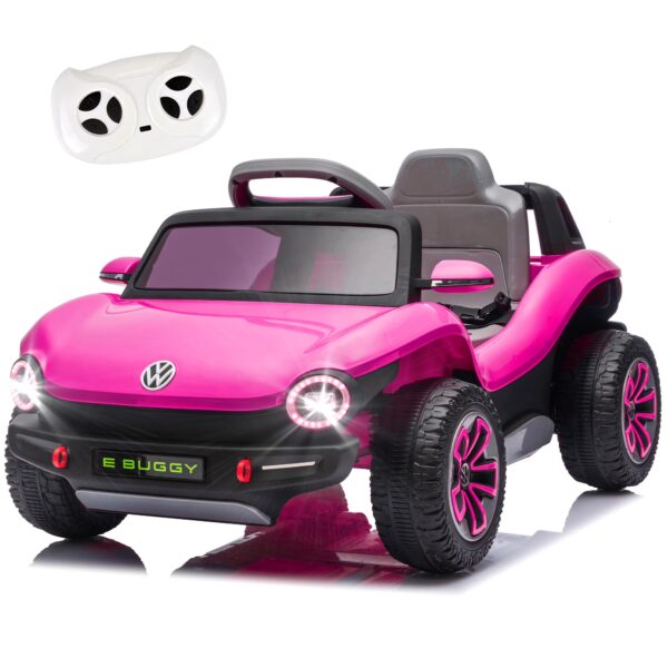 12V Ride on Cars, Licensed Volkswagen Beetle Powered Ride on Toys with Remote Control, Bluetooth, Music, USB Ports, LED Lights, 4 Wheels Suspension, Electric Car for Kids Boys Girls Ages 2-5, Pink