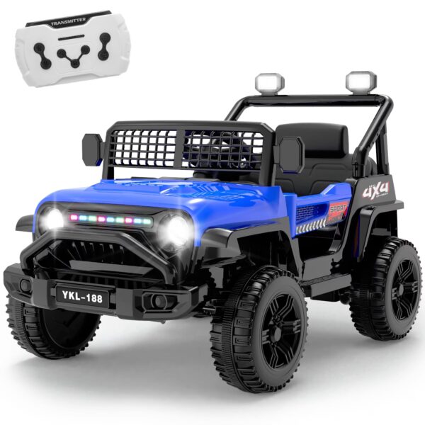 12V Ride on Toys for Toddlers, Ride on Car with Parent Remote Control, Ride on Truck for Boys Girls with Soft Start, LED Lights & Music Player, Blue