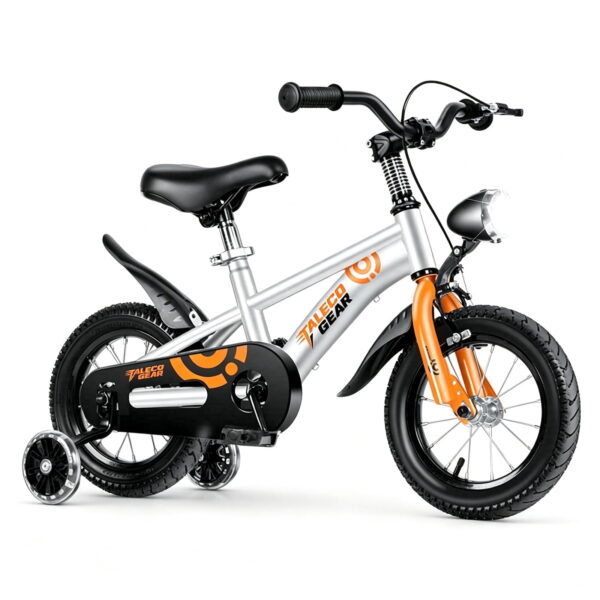 14 inch Kids Bike with Light up Training Wheels, Children Bicycle with Headlamp Handbrake Adjustable Seat Front and Rear Fenders, for Ages 3-5 Years Old Girls & Boys