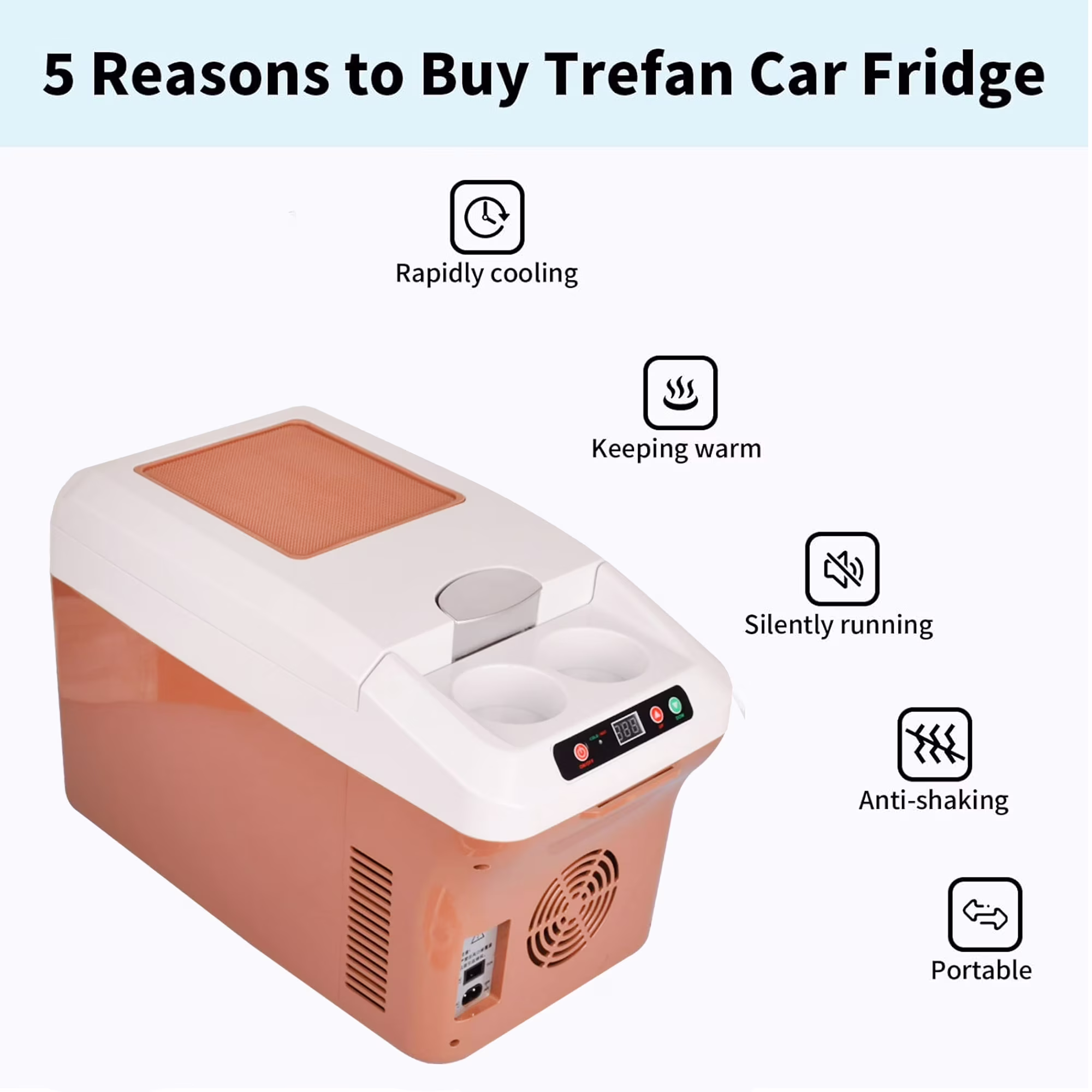 15L Car Electric Cooler and Warmer 12V/24V/110V, Hot Cold Portable Electric Cool Box Mini Fridge Quiet Camping Freezer Vehicle Truck RV Boat,Fast Cooling for Both Car And Home Use - Image 5