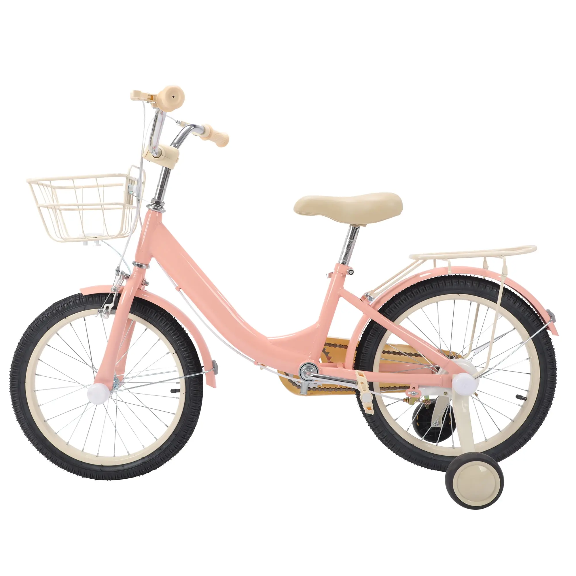 16 Inch Bicycle Children's Training Bicycles Kids Bike with Basket Bell Training Wheels & Basket Pink/Red/White