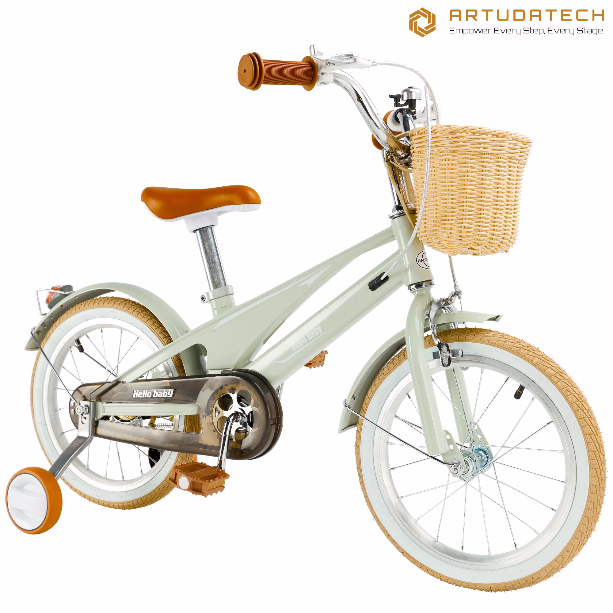 16 Inch Girls Boys Bike for 4-9 Years Old Toddlers and Kids, Kids Bike with Training Wheels, Basket, Dual Brake, Retro Style Children Bicyle - Image 3