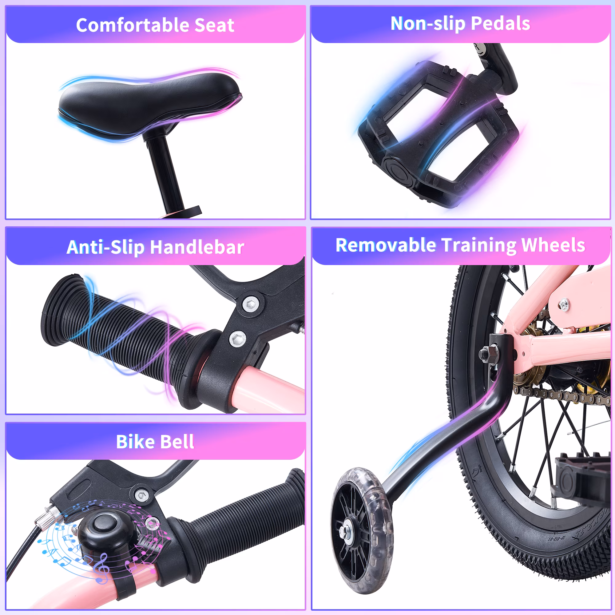 16 Inch Lighted Kids Bike for Boys & Girls,Kids Bicycle with 4 LED Light Modes 8 Colors Frame and Training Wheels for 4-7 Years Old - Image 3