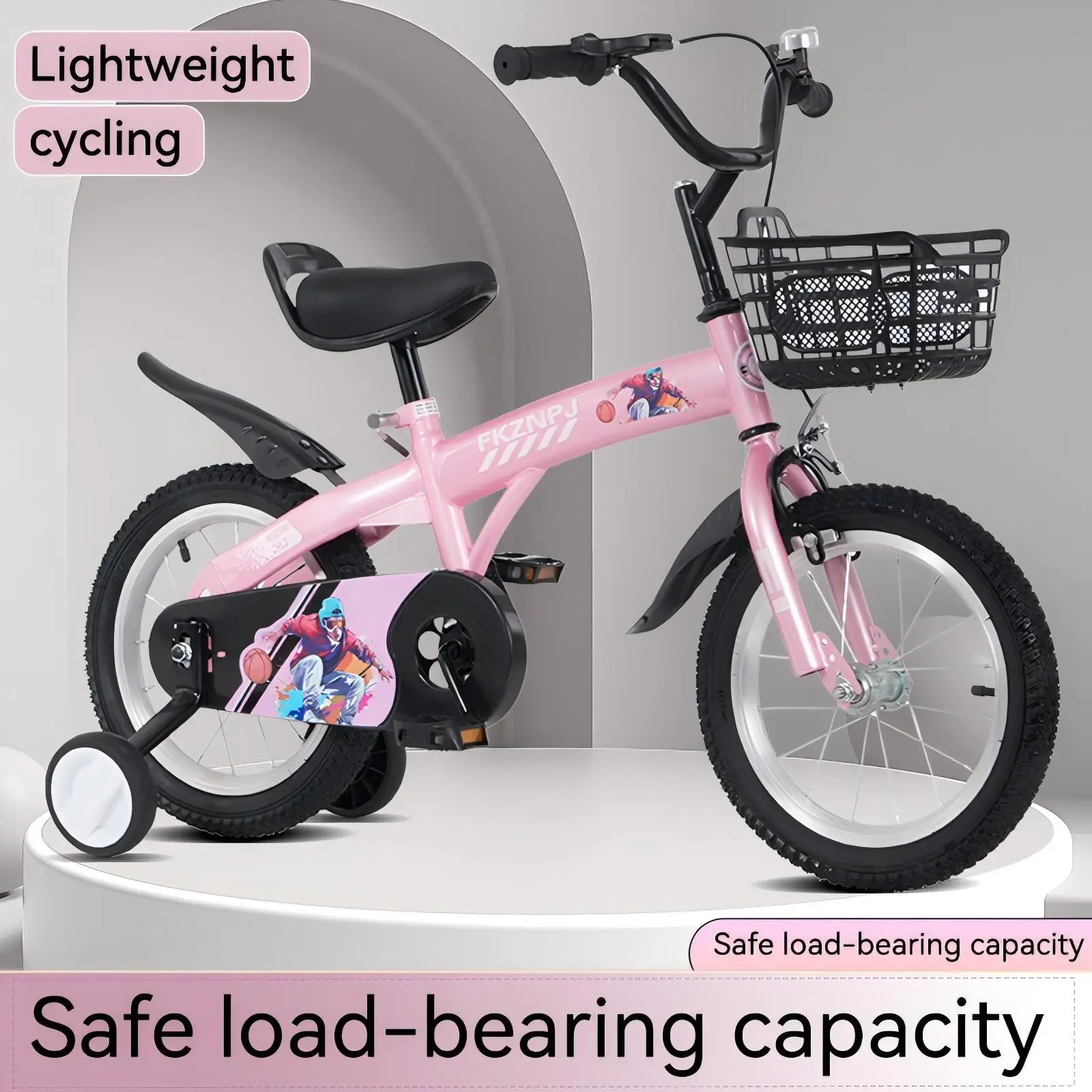 16" Kids Bicycle with Training Wheels Single Speed Sporty Kids Bike for Boys Girls Aged 4-7 Years, Pink - Image 5