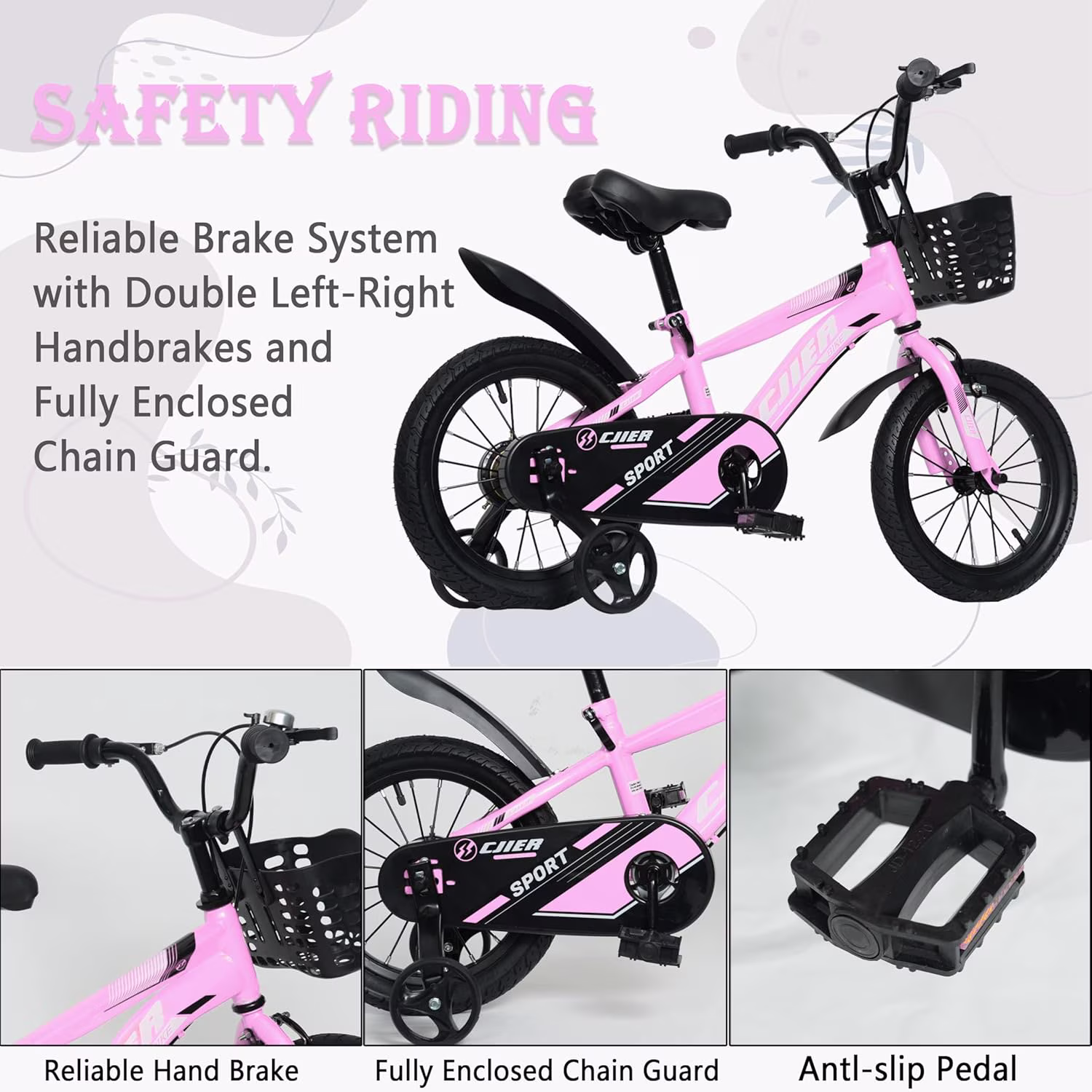 16" Kids Bike for Girls, Akaber Girls Bicycles with Training Wheels for Kids Ages 4-8, Pink - Image 2