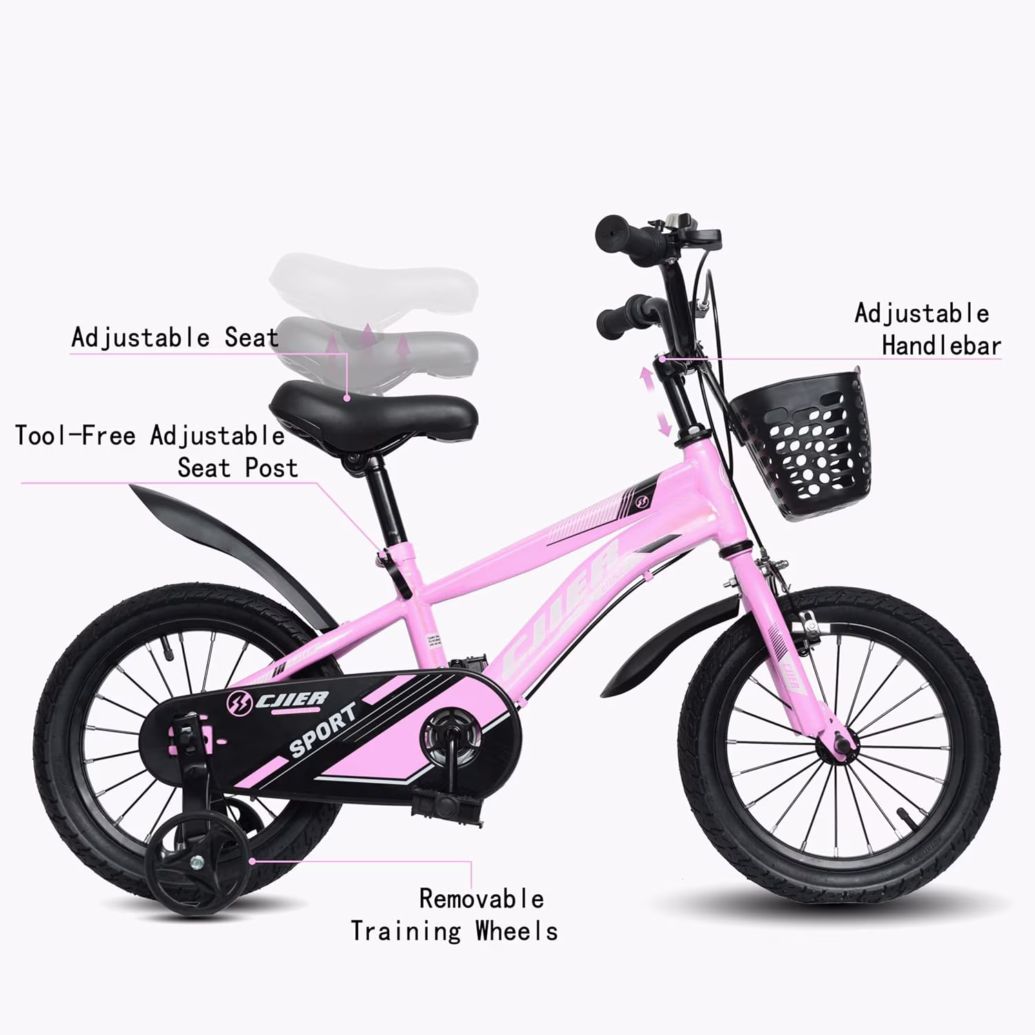 16" Kids Bike for Girls, Akaber Girls Bicycles with Training Wheels for Kids Ages 4-8, Pink - Image 4