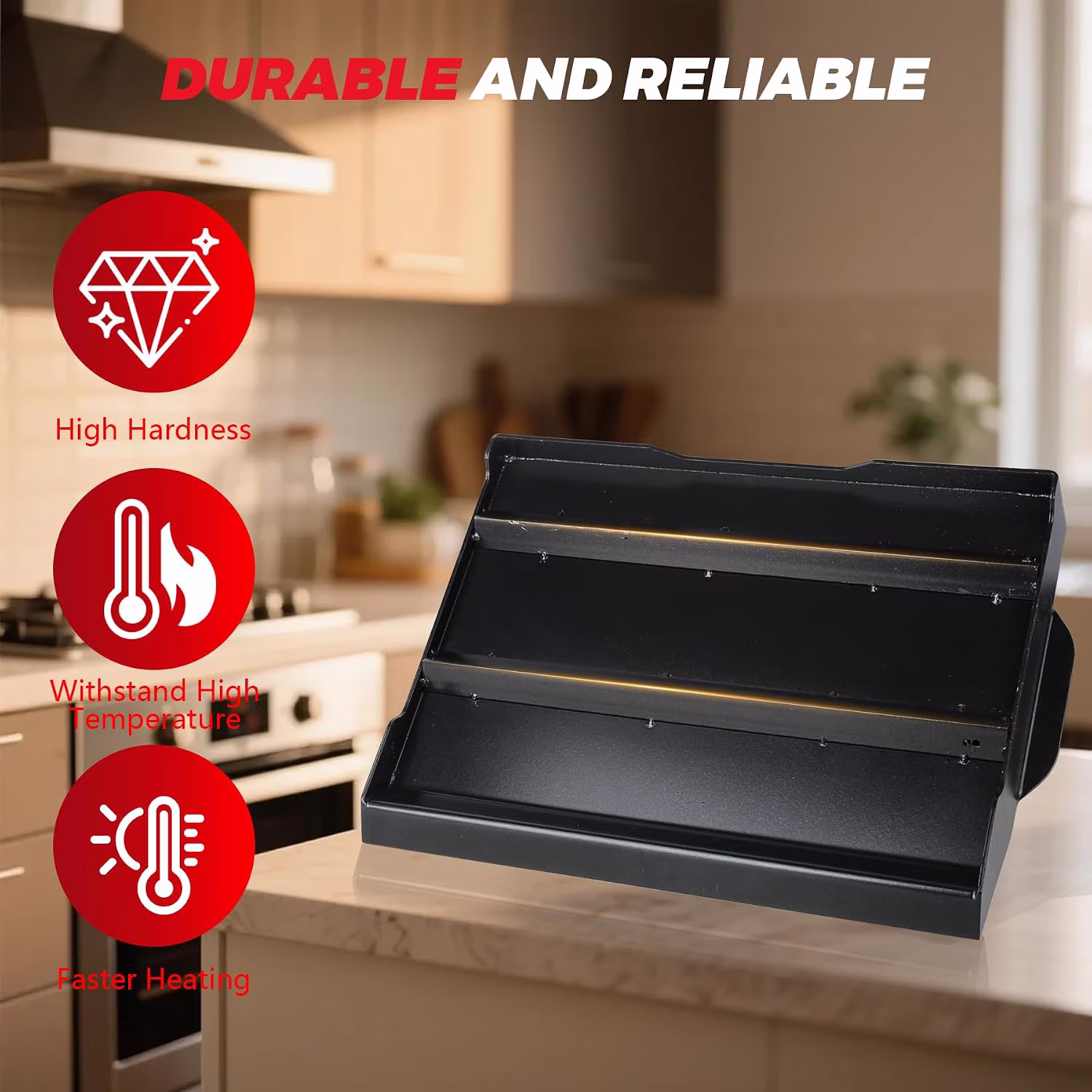 17" x 13" Universal Griddle Insert for Gas Grill Ceramic Nonstick Coating Flattop Griddle Attachment for Blackstone Charbroil Nexgrill Weber and More Gas Grill, Stove Top Griddle - Image 5