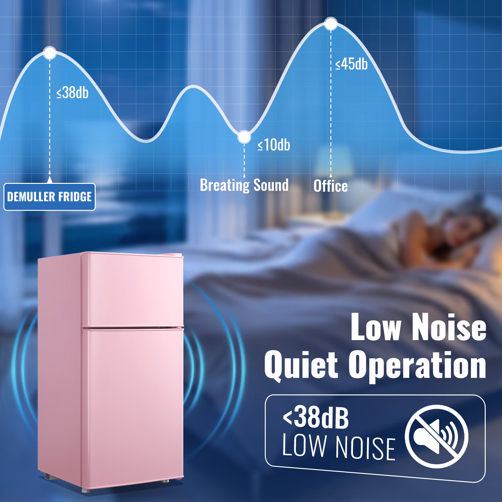 2.0 Cu.Ft Tacool Small Refrigerators with Freezer, Mini Fridge with Removable Shelves, 2 Door, Office, Bedroom, Pink - Image 3