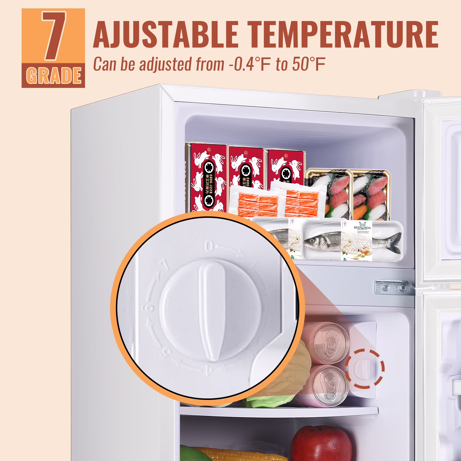 2.4 Cu.Ft Mini Fridge Small Refrigerator with Freezer 2 Removable Plastic Shelves Two Door White New - Image 4