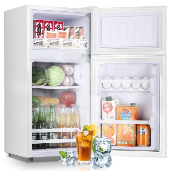 2.4 Cu.Ft Mini Fridge Small Refrigerator with Freezer 2 Removable Plastic Shelves Two Door White New
