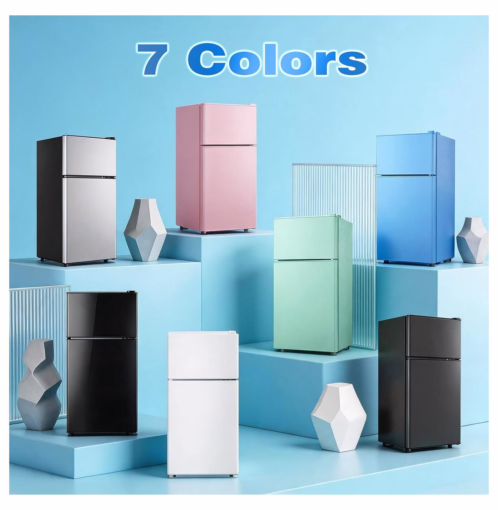 2.4 Cu.Ft Small Refrigerator with Freezer Mini Fridge Removable Shelves Compact Under Counter Unit for Apartment Dorm Office Pink 15x14.6x30.8 Inch Two Door Design - Image 2
