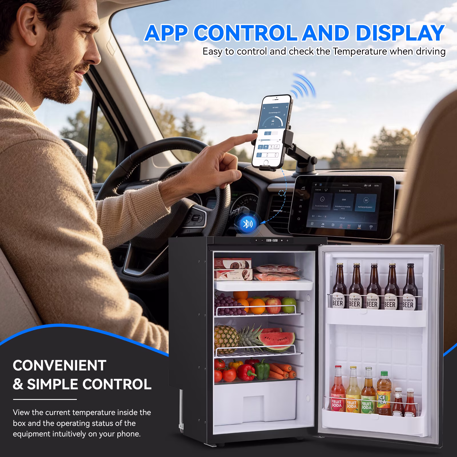 2.97 Cu.Ft RV Refrigerator, 84L Built‑in 12V RV Fridge Freezer, Dual‑Zone Compressor Cooler,‑4℉‑46℉, 12/24V DC with APP Control for Camper, Truck, Boat - Image 5