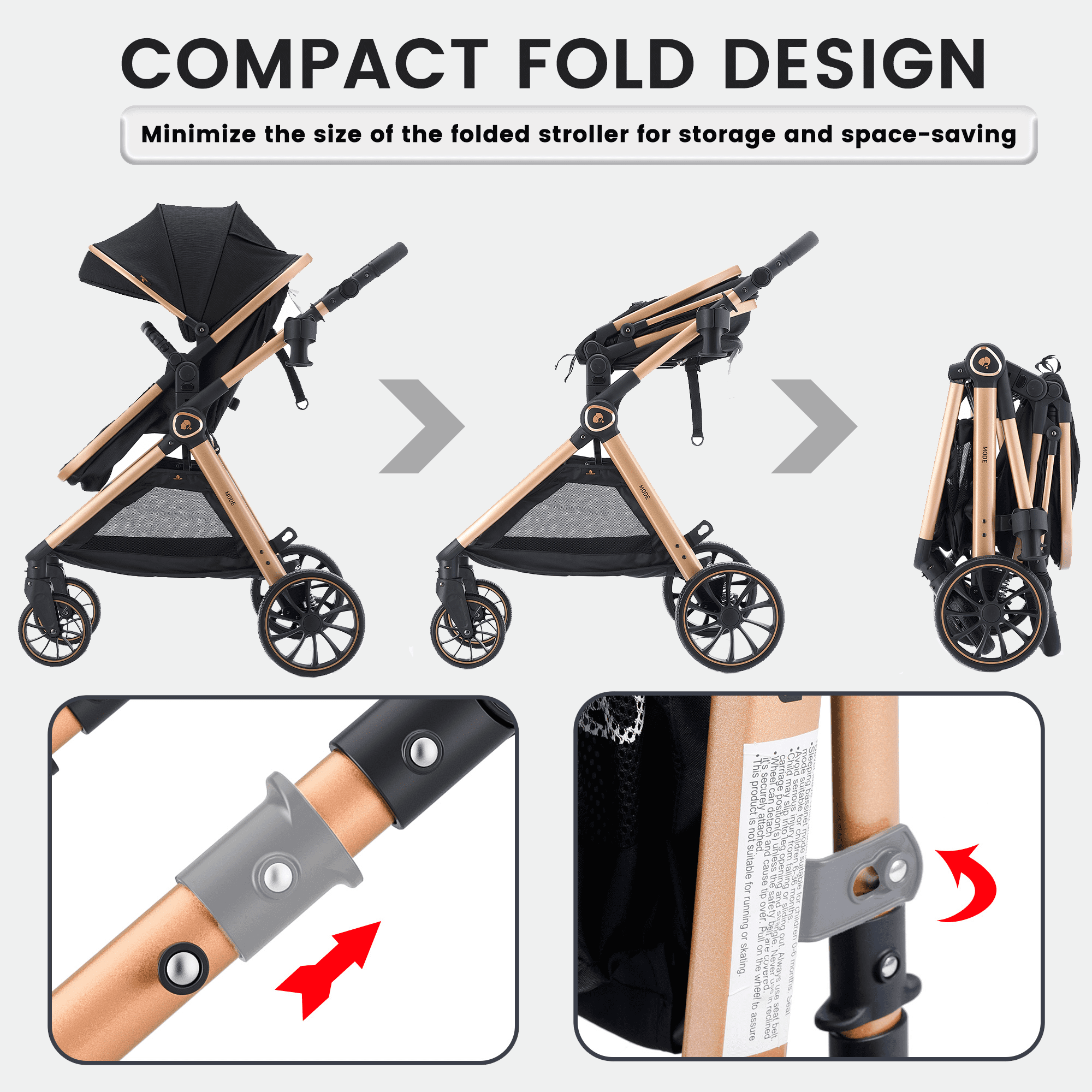 2 in 1 Baby Stroller, Convertible Bassinet Pushchair for Infants and Newborns - Image 5