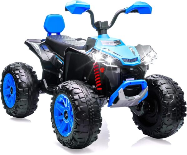2-Seater 24V Ride-On ATV Dual 550W Motors Electric Off-Road Vehicle with LED Lights and Music Blue