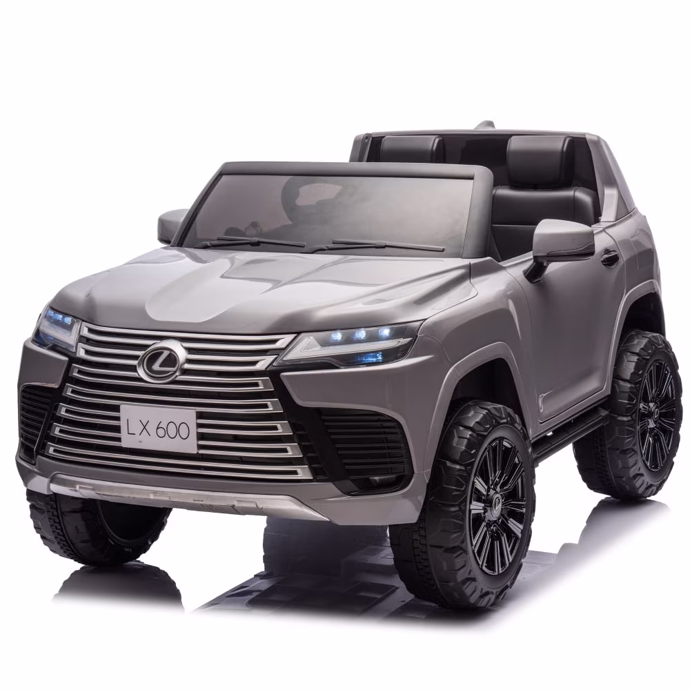 2-Seater Lexus LX600 24V Kids Ride On Electric Car with Remote Control, 4-Wheel Suspension, Bluetooth Music, LED Lights for Ages 3-7 -Gray