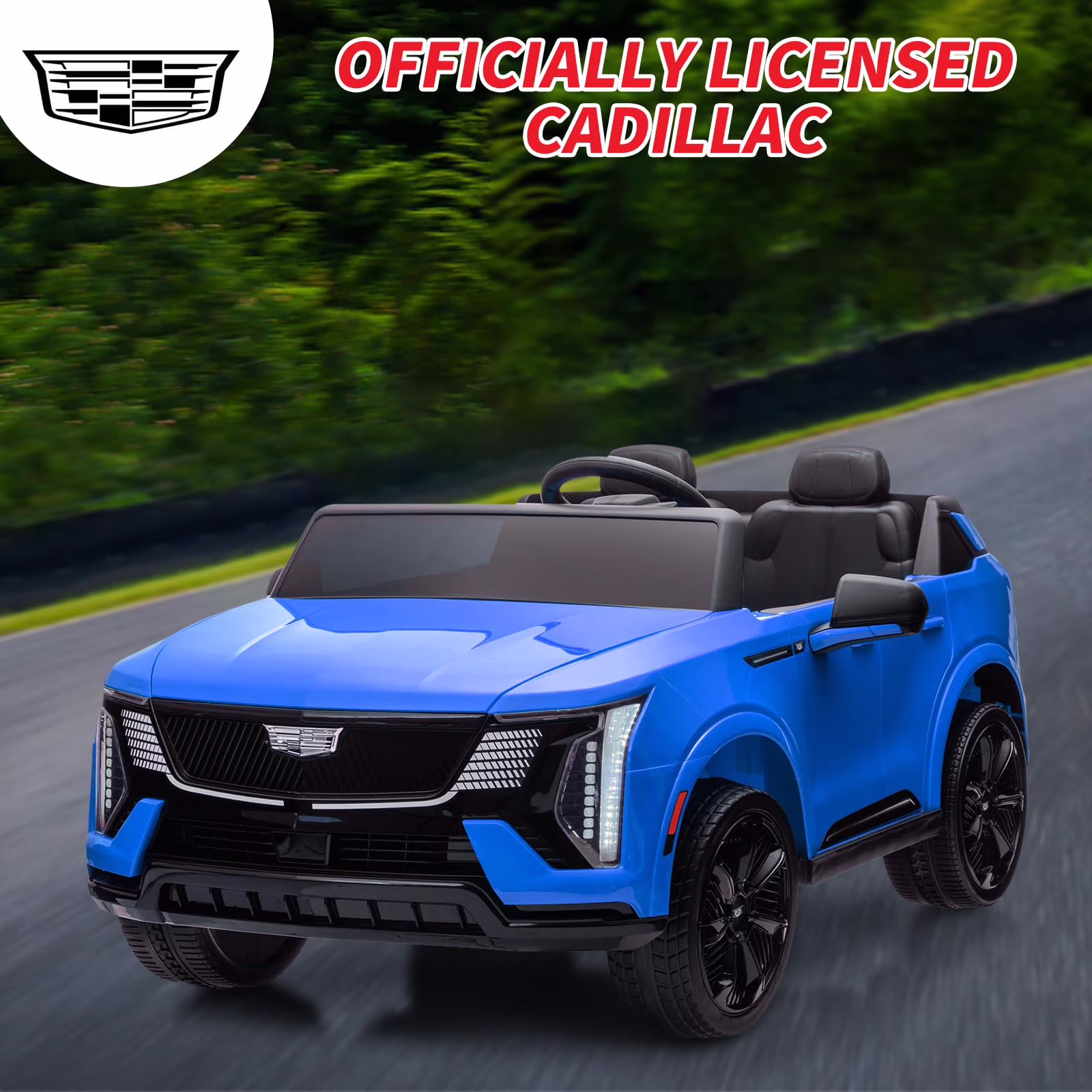 2 Seater Ride on Car for Kids 24V Licensed Cadillac Electric Car Toy Toddlers Battery Powered Ride on Truck with 2.4G Remote Control, Full-Wheel Suspension, Music, LED Lights, Blue - Image 4