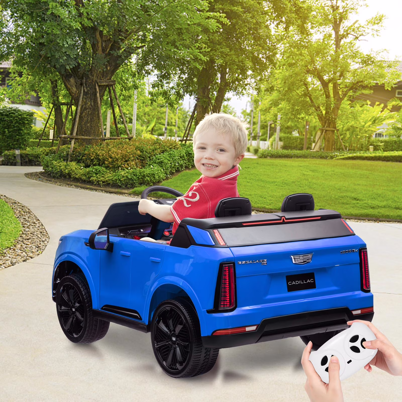 2 Seater Ride on Car for Kids 24V Licensed Cadillac Electric Car Toy Toddlers Battery Powered Ride on Truck with 2.4G Remote Control, Full-Wheel Suspension, Music, LED Lights, Blue - Image 5