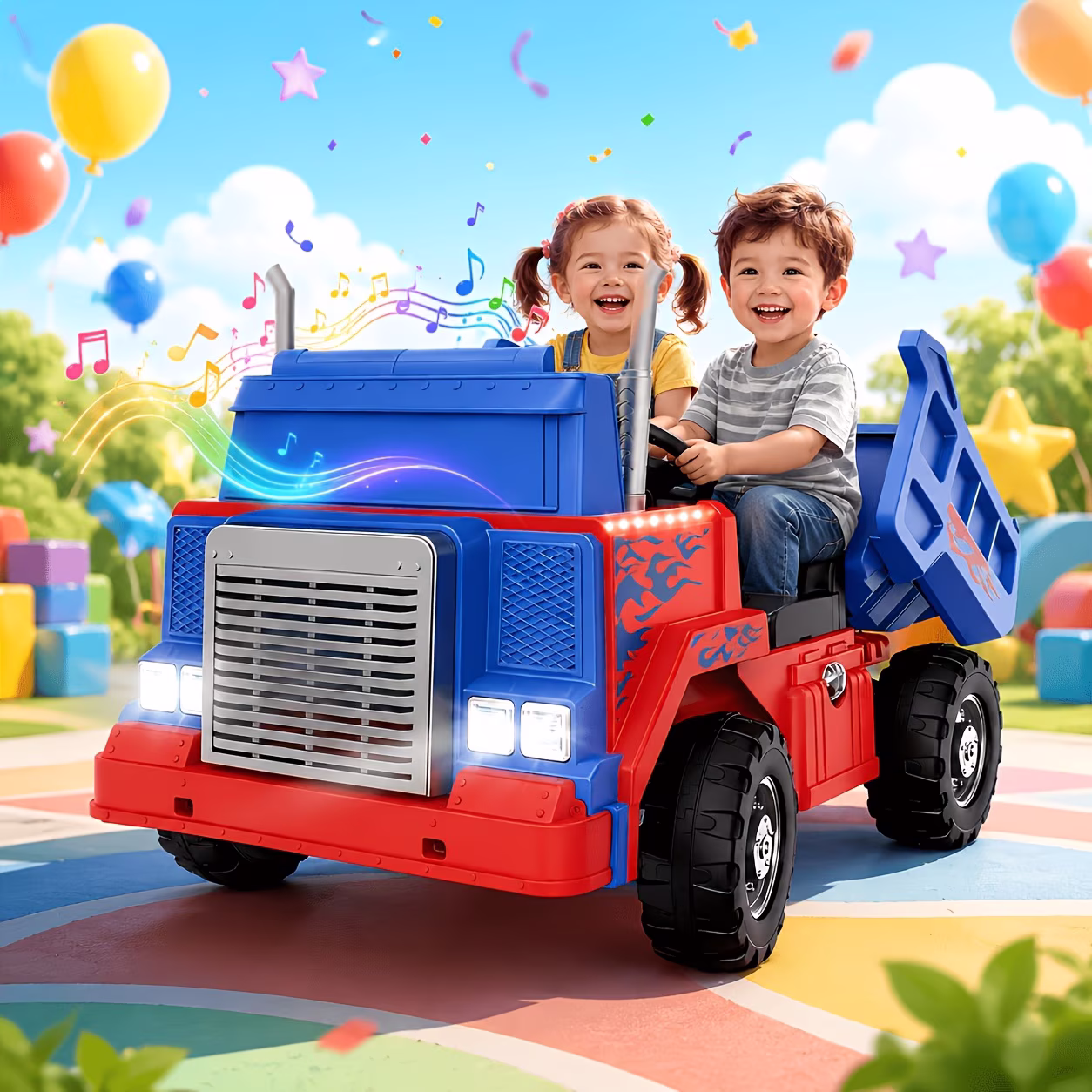2-Seater Ride On Dump Truck 24V 2/4WD For Kids - 2.4G Remote Control And Kid Manuel, Dump Bed, Light And Music, 2x180w, 3-6mph, With Traffic Cones, Helmet And Shovel, Soft Start, Best Surprise For Ki