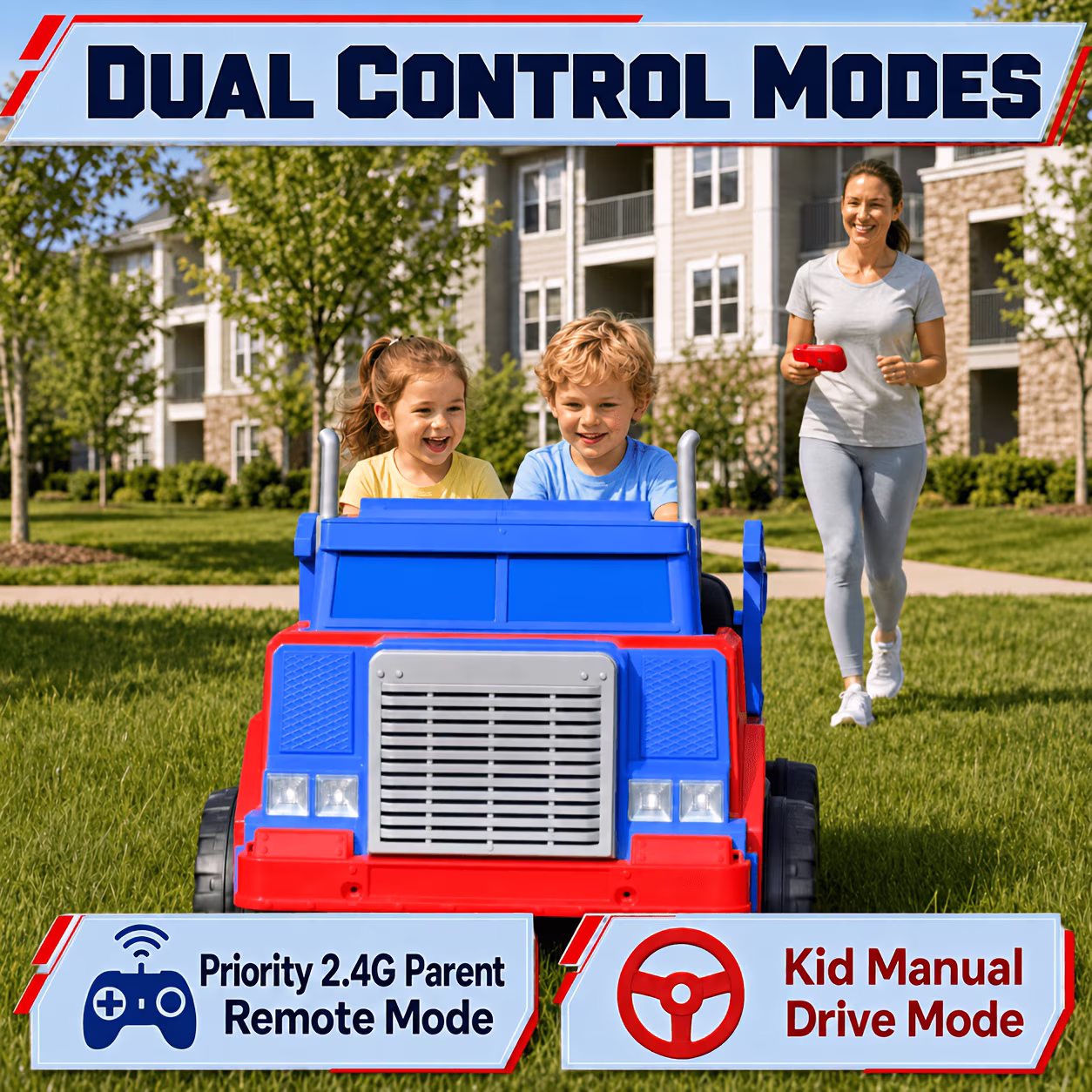 2-Seater Ride On Dump Truck 24V 2/4WD For Kids - 2.4G Remote Control And Kid Manuel, Dump Bed, Light And Music, 2x180w, 3-6mph, With Traffic Cones, Helmet And Shovel, Soft Start, Best Surprise For Ki - Image 4