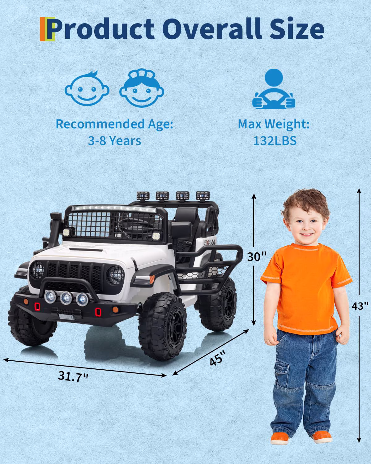 2 Seats Kids Ride on Car with Remote Control, 20" Large Seat for Two 3-8 Years Children, 24V 2x200W Battery Powered Toy Vehicle, Max Speed 4mph with LED Light, Music, Horn, USB Port - Image 2