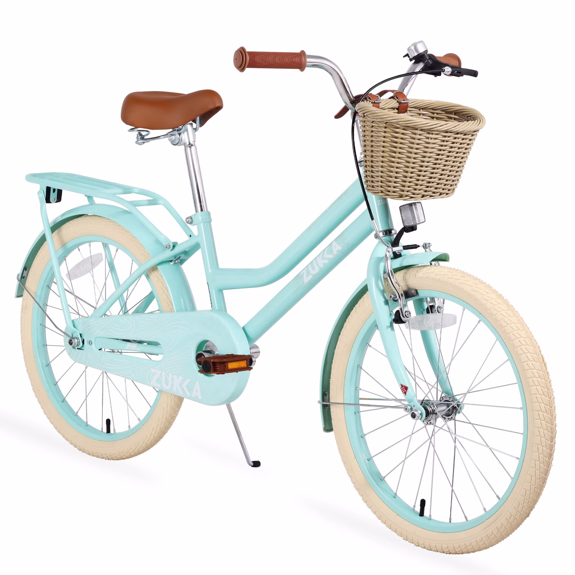 20/24 Inch Girls Bike for 7-10 Years Old Kids, CPC Certified Kids Cruiser Bicycle with Wicker Basket, Dual Brakes, Adjustable Seat, 85% Pre-Assembled