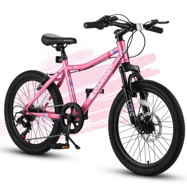 20" Bikes for Kids 6-12, SHINPT kids Mountain Bike, 7 Speed Bikes for 6-12 Year Old Boys and Girls, Big Tire Bike for Birthday Gift, Boys and Girls Mountain Bike with High Steel Frame