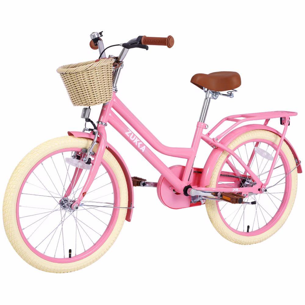 20 Inch Girls Bike for Ages 7-10, Kids Bicycle with Basket, Front V-Brake & Rear Coaster Brake, Single Speed, Light Pink - Image 4