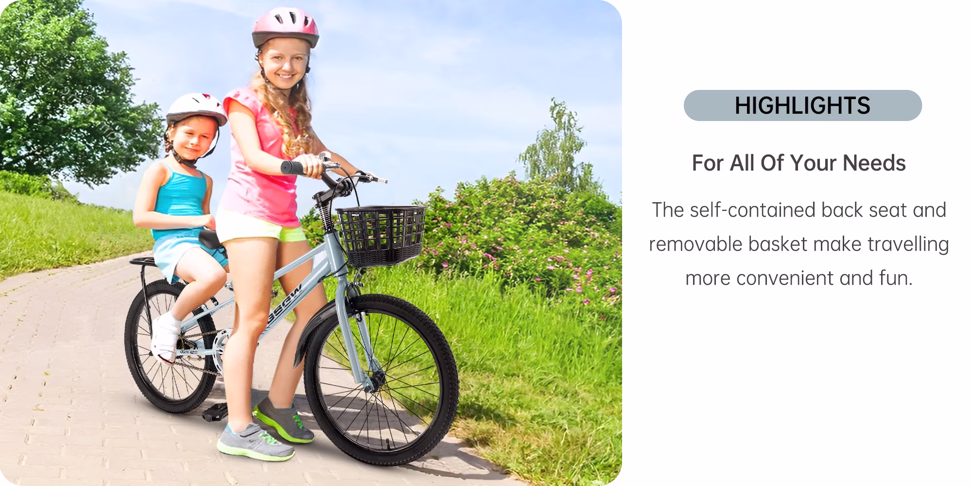 20 Inch Kids Bike, Children's Bicycle For Age 6-12 Years old Girls Boys with Basket, Air Pump and Bike Bag - Image 5