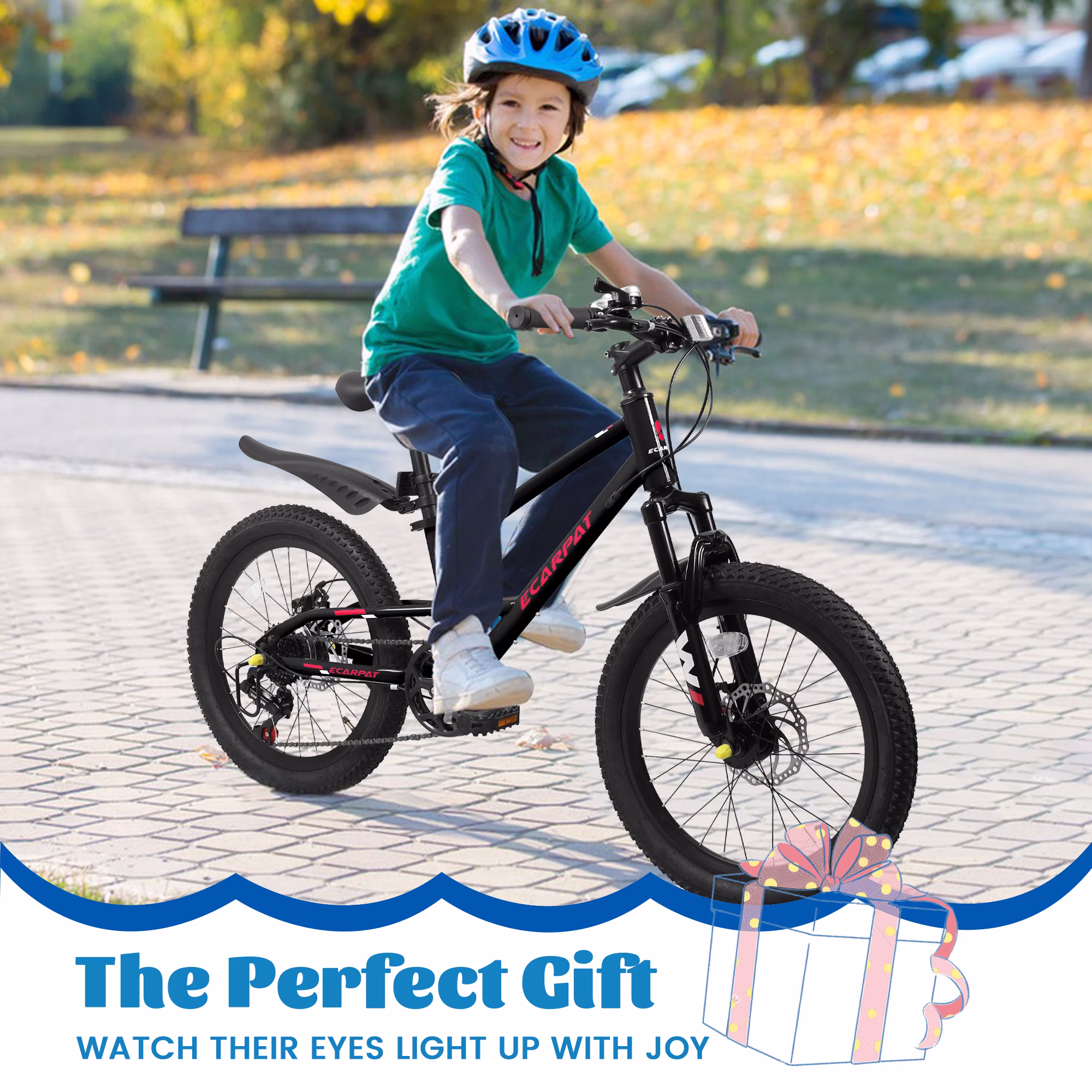 20 Inch Kids Bike for Boys and Girls Mountain Bike – 7-Speed Steel Frame MTB Bicycle with Disc Brakes, 20x2.125 Tires, Outdoor Riding for Ages 6 - Image 2