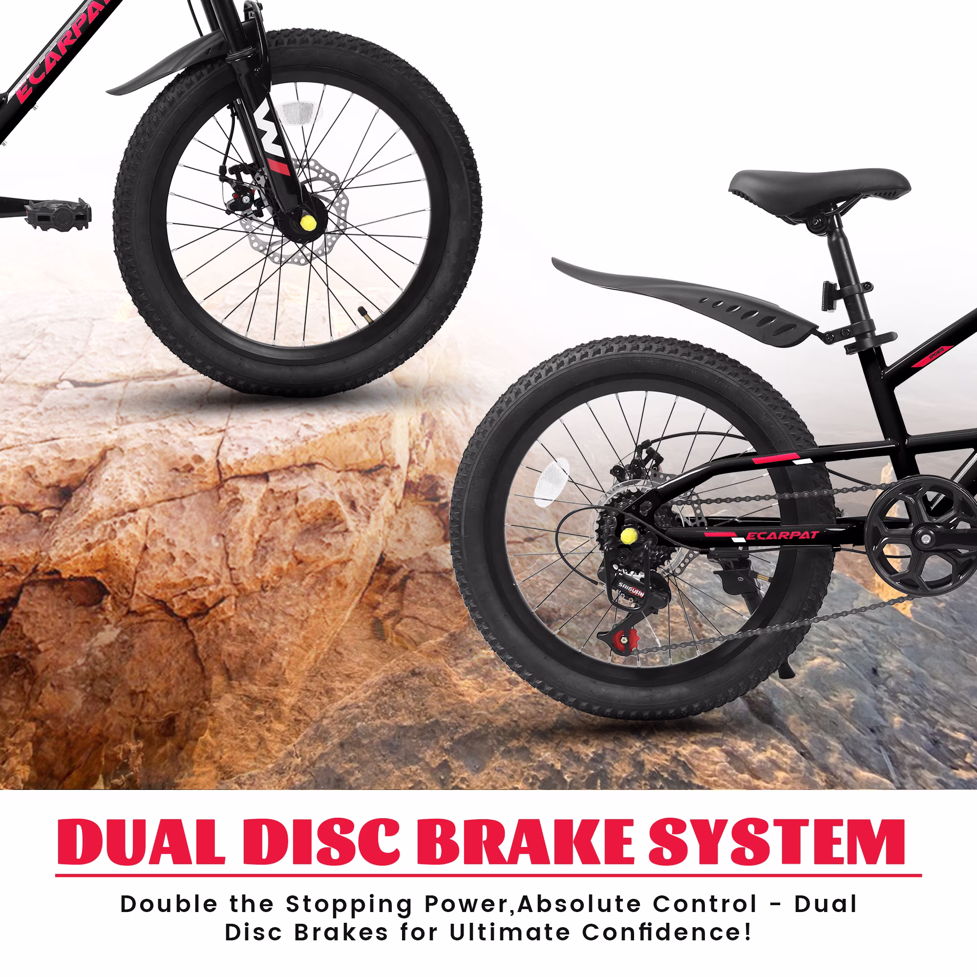 20 Inch Kids Bike for Boys and Girls Mountain Bike – 7-Speed Steel Frame MTB Bicycle with Disc Brakes, 20x2.125 Tires, Outdoor Riding for Ages 6 - Image 4