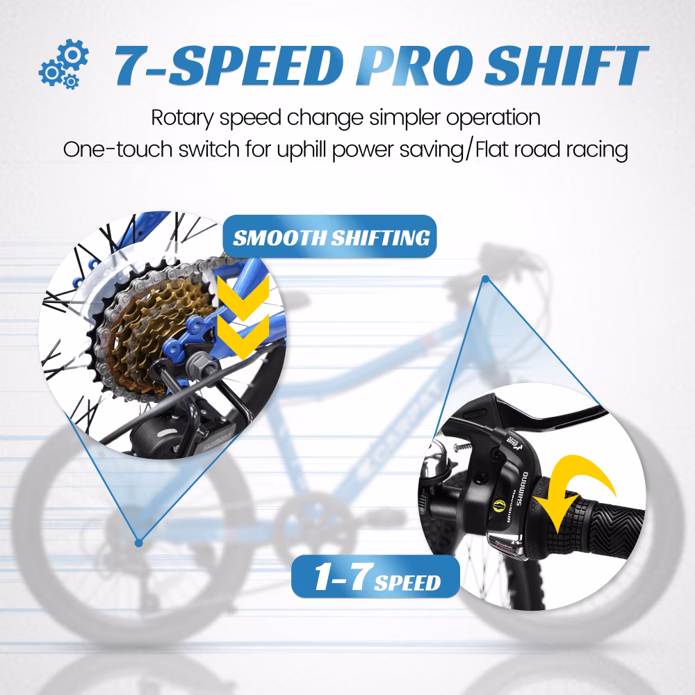 20-Inch Kids Mountain Bike, 7-Speed with Front Suspension and Disc Brake, Ages 6 - Image 4