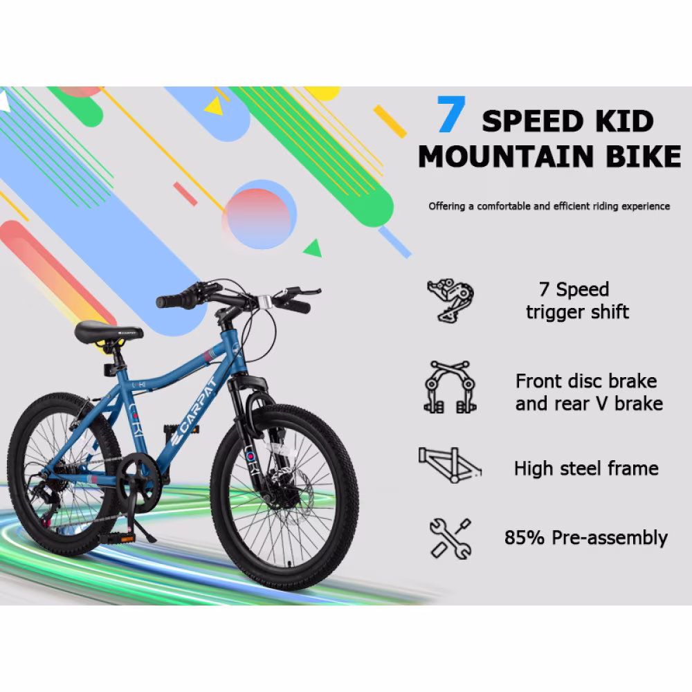 20-Inch Kids Mountain Bike, 7-Speed with Front Suspension and Disc Brake, Ages 6 - Image 3